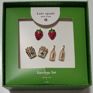 Kate Spade X Target Strawberry Fries and Bottle Limited Edition Earrings Set